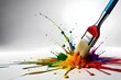 brush and paint, paint advertisement, splashes with paint brush, 
