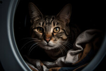A Cute Cat In The Washing Machine
