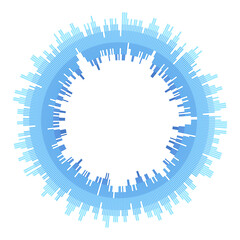 Wall Mural - radial blue concentric particles isolated on white background. infographic template. color equalizer