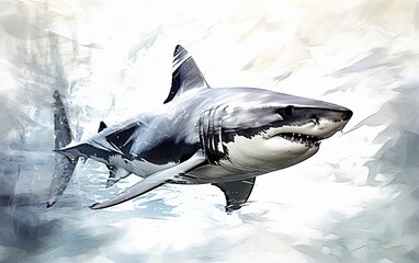 Wall Mural - Great White Shark Close up Shot