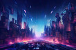 © TANATPON - Virtual reality technology world background with VR or AR headset glasses, cyber space futuristic scene, playing virtual game world concept, digital science fiction, with Generative Ai.