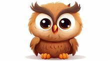 Cute Owl Chick Cartoon Isolated
