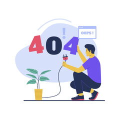 Wall Mural - Error 404 illustration concept. Flat vector illustration isolated on white background