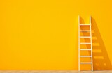 Fototapeta Miasto - ladder is sticking up from yellow wall