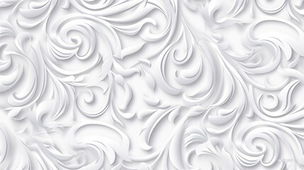 Luxury white wall design bas-relief with stucco mouldings roccoco element