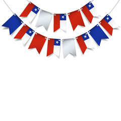 Poster - Vector Illustration of Chile Independence Day. Garland with the flag of Chile on a white background.
