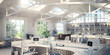 Strukturwandel: aus einer Fabrikhalle wird ein modernes Großraumbüro - 3D Visualisierung