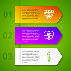 Wall Mural - Set line Shield, Video game bar and Sword for. Business infographic template. Vector