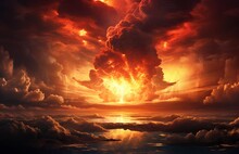 Nuclear Explosion With Clouded Clouds