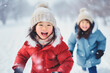 © the_lightwriter - asian kids having fun and playing in the snow