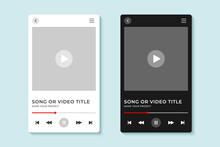 Podcast Music Player Vector Design Template. Video Player Frame Mockup Interface Fit For Web Or Mobile App