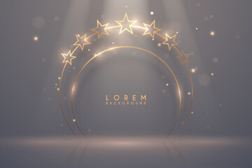 Wall Mural - golden circle frame with stars and light effect
