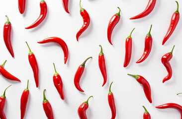 red chillies on a white background