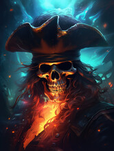 Dead Pirate Captain. Digital Art.