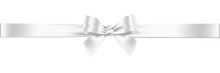 White Ribbon Bow Realistic Shiny Satin With Shadow Long Horizontal Ribbon For Decorate Your Wedding Invitation Card ,greeting Card Or Gift Boxes Vector EPS10 Isolated On White Background.