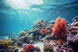Fototapeta Do akwarium - An aquatic landscape of a coral reef