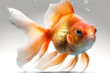 Gold fish isolated on white background, generative ai