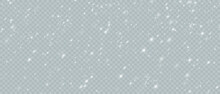 Falling Christmas Snowflakes In Transparent Beauty, Delicate And Small, Isolated On A Clear Background. Snowflake Elements, Snowy Backdrop. Vector Illustration Of Intense Snowfall, Snowflakes.
