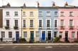 Georgian terraced town house home and apartments in London England UK which are a popular luxury style of housing in historic city areas, computer Generative AI stock illustration image