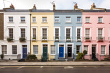 Fototapeta Fototapeta Londyn - Georgian terraced town house home and apartments in London England UK which are a popular luxury style of housing in historic city areas, computer Generative AI stock illustration image