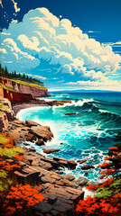 Poster - Image of rocky coastline with body of water.