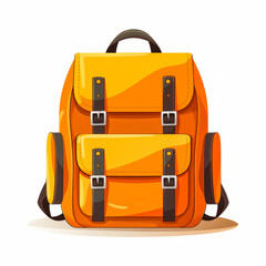 Wall Mural - Orange backpack with two buckles on white background.