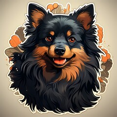 Canvas Print - Black and brown dog sticker on white background.