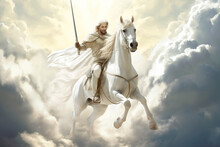 White Horse Of The Apocalypse Revelation Of Jesus Christ Historical Time Michael Prince Of The Army Generative AI Illustration