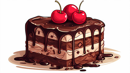 hand drawn cartoon delicious chocolate cake illustration
