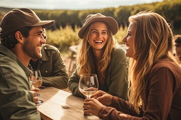 Canvas Print - wine testing at vineyard