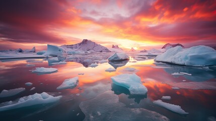 Wall Mural - Sunset of Antarctica made with Ai generative technology