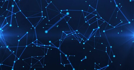 Abstract futuristic background with plexus of lines, dots and triangles, digital technology, big data, high-speed connection visualization.