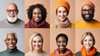 © AS Photo Family - Portraits collage of happy multiethnic men and women wearing winter clothes.