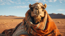 Close Up Of Camel With Blanket