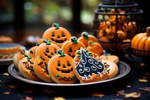 Cookies Homemade For Halloween. Festive Food Concept. Background