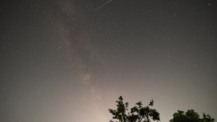 Poster - timelapse of milky way and shooting stars on clear summer night in romania