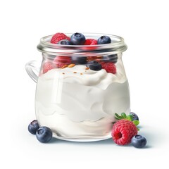 Canvas Print - yogurt with berries in a jar