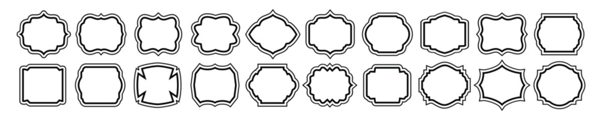 Set of vintage frames and labels isolated on white background. Simple decorative line frames. Vintage frames and labels. Label frames. Old frame shape collections. Decorative label and retro shape