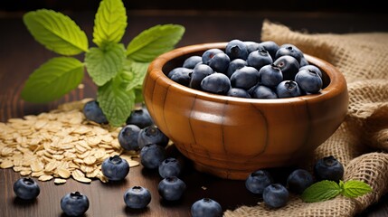 Wall Mural - oatmeal with blueberries