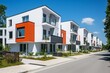 Modern residential complex with newly built multi-family houses. Generative AI