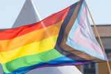 Fototapeta Natura - LGBT progress pride flag waving in the wind
