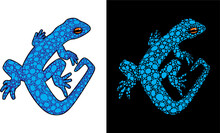 Blue Salamander With Orange Eyes Drawing