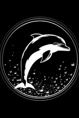 Wall Mural - Illustration of a Dolphin jumping, high quality. Generative AI.