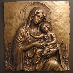 Wall Mural - Traditional Orthodox icon of the Virgin Mary with the Child AI