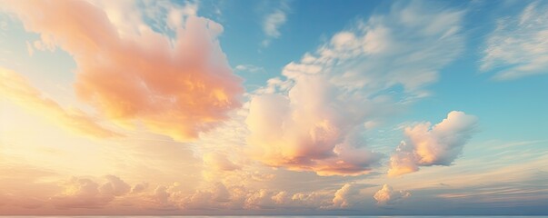 evening sky drone view. sunset radiance paints. sunlight and clouds in perfect harmony
