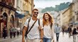 © visoot - Tourist Couple Traveling Are Walking On Street, Summertime, Vacation concept.