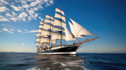 Sticker - Sailing ship, Beautiful tall ship sailing deep blue waters toward adventure.