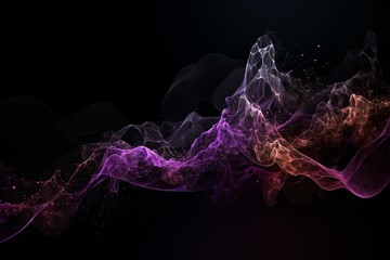 Wall Mural - Abstract background with purple, pink and red polygonal waves from dots and lines AI