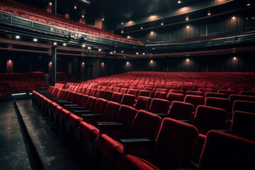 Seating room of a large theater. Generative AI.