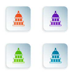 Poster - Color White House icon isolated on white background. Washington DC. Set colorful icons in square buttons. Vector